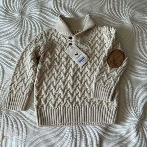 NWT- Hope & Henry Boys’ Shawl Collar Cable Sweater - 12 to 18 months
